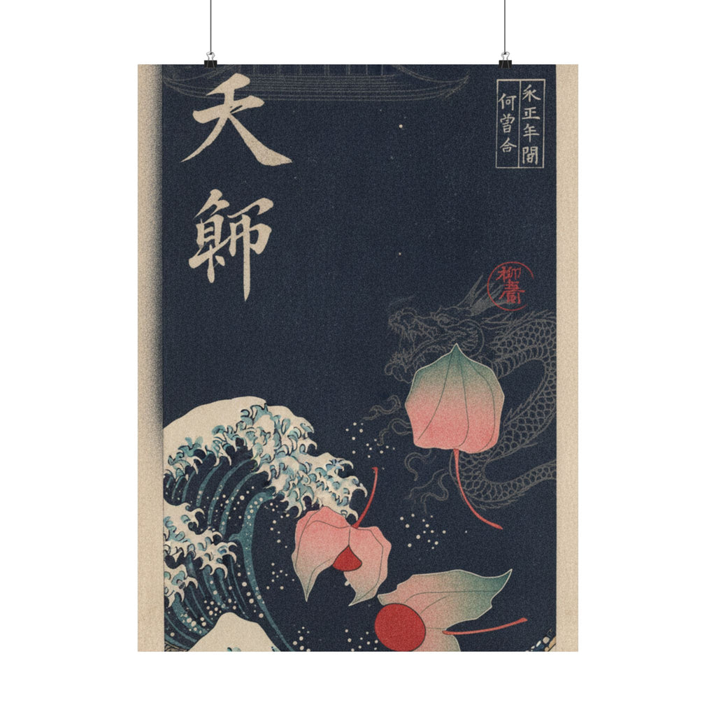 Japanese Street — Winter Cherries — Matte Poster