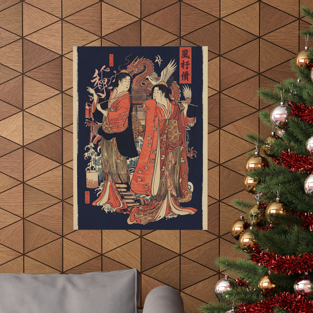 Japanese Street — The Dance Of The Beach Maidens From The Series Brocade Of The East — Matte Poster