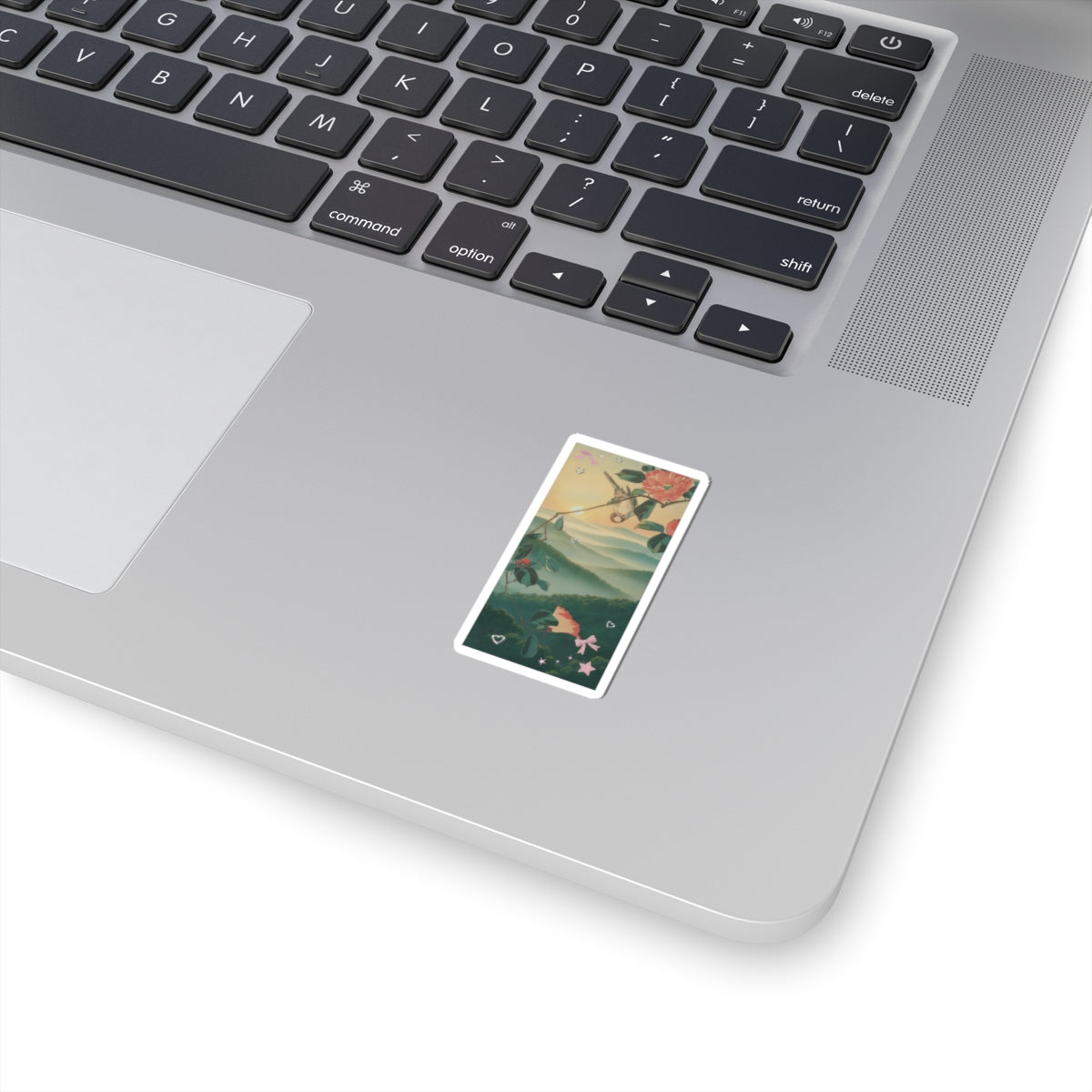 Scenic Nature — Camellia And Bullfinch — Kiss-Cut Sticker