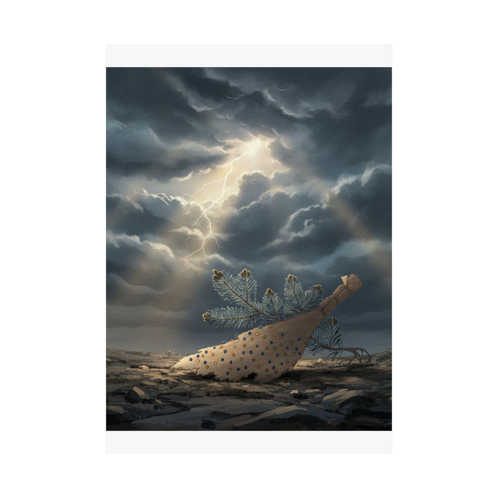 Dramatic Storm — Young Pine Tree And Jeweled Broom — Matte Poster