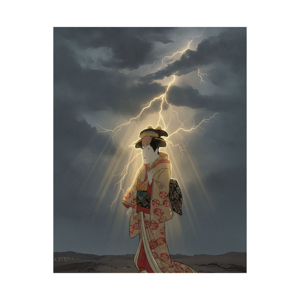Dramatic Storm — Nakayama Tomisaburō As Miyagino In The Play "Katakiuchi Noriyaibanashi" — Matte Poster