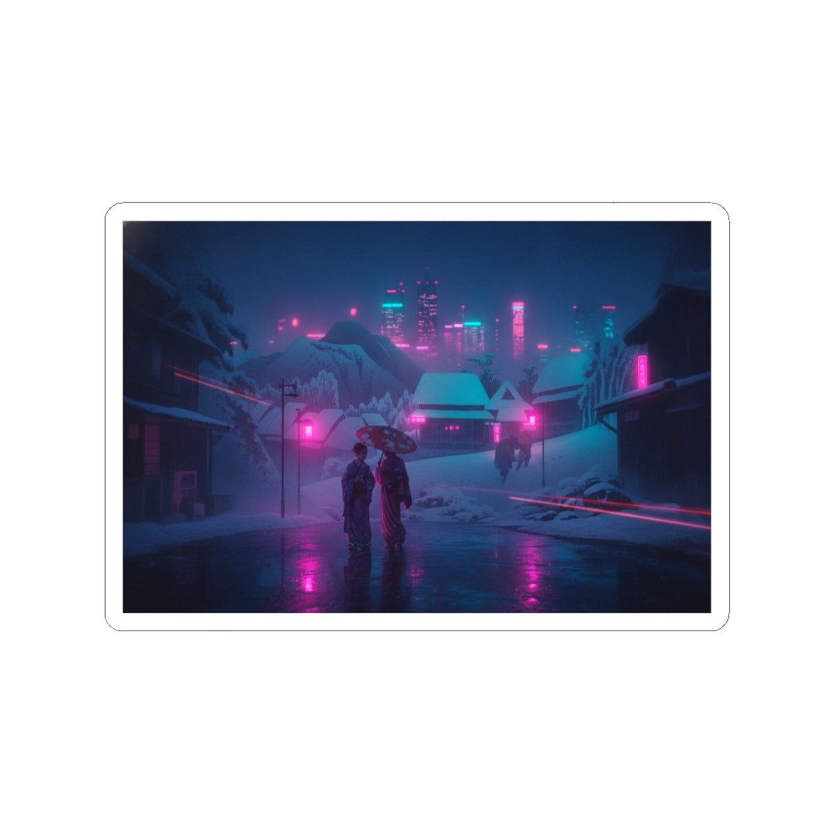 Neon Noir — Evening Snow — Kiss-Cut Sticker