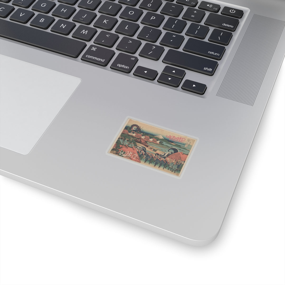 Japanese Street — Fuji Seen In The Distance From Senju Pleasure Quarter (Senju Kagai Yori Chōbō No — Kiss-Cut Sticker