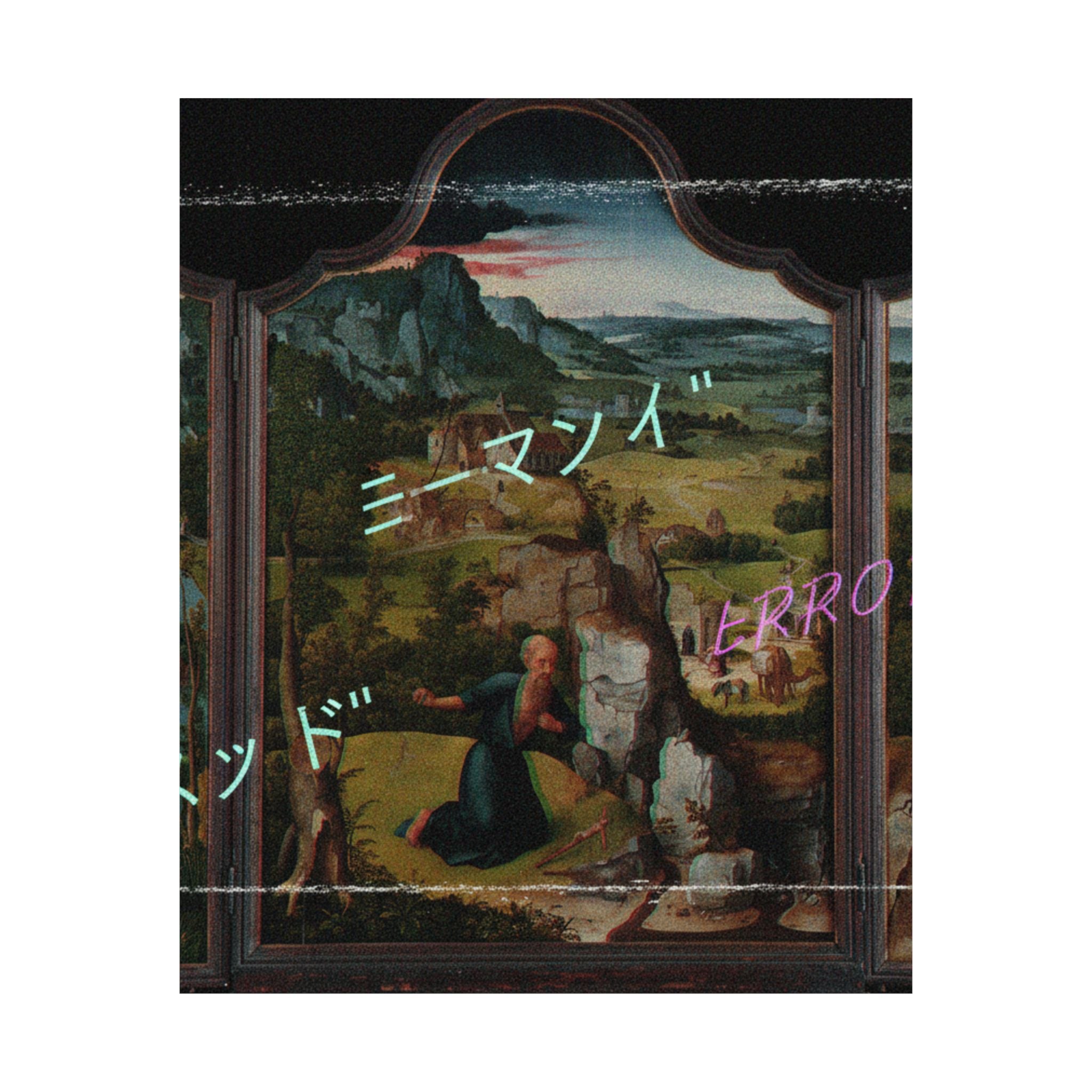 Glitched Renaissance Triptych Vaporwave ERROR Matte Poster