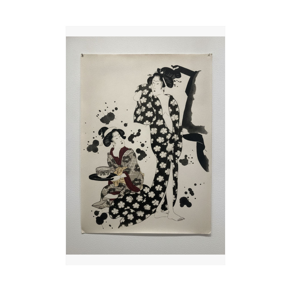 Watercolor — Young Woman Making Her Toilet — Matte Poster
