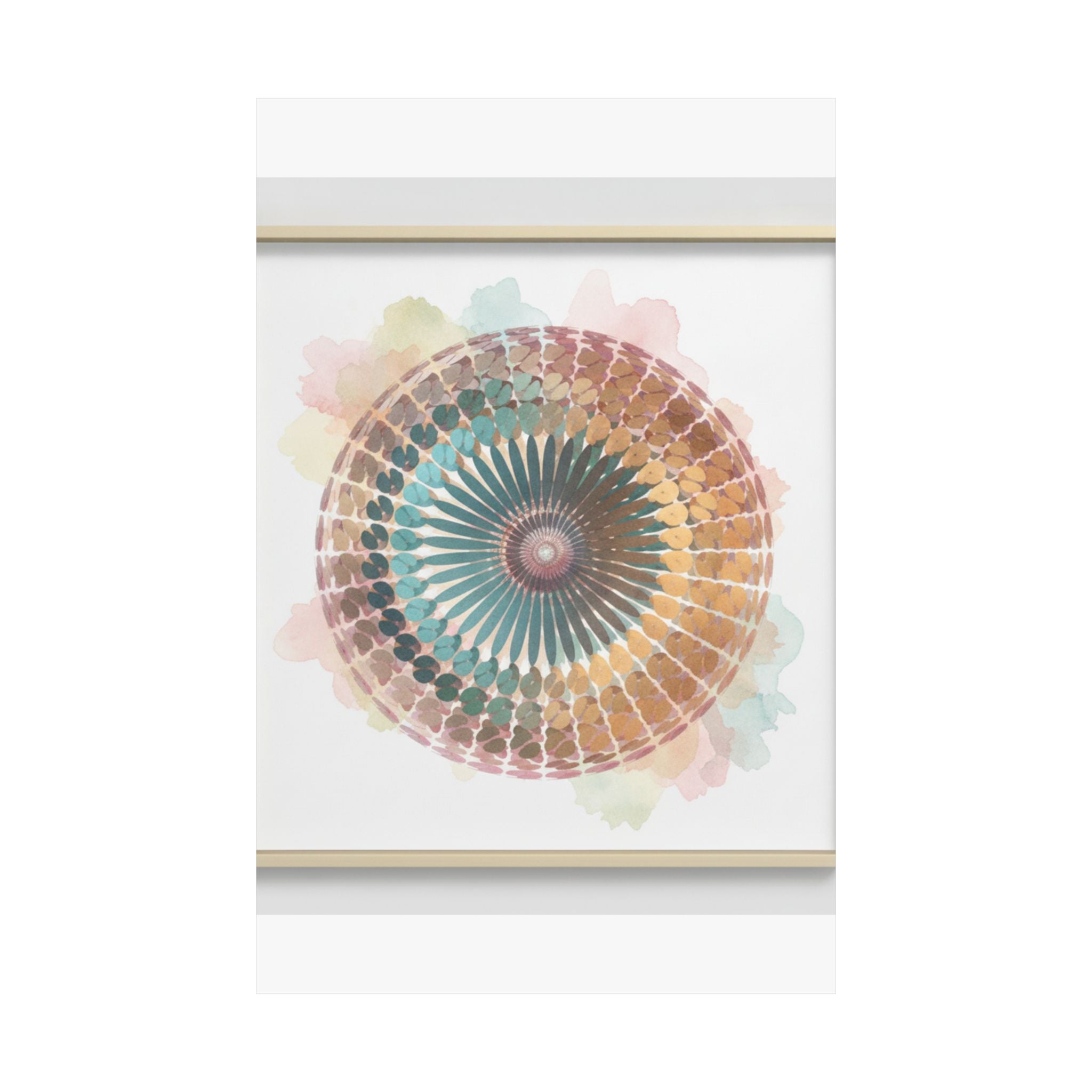 Terracotta and Teal Watercolour Spiral Mandala Poster