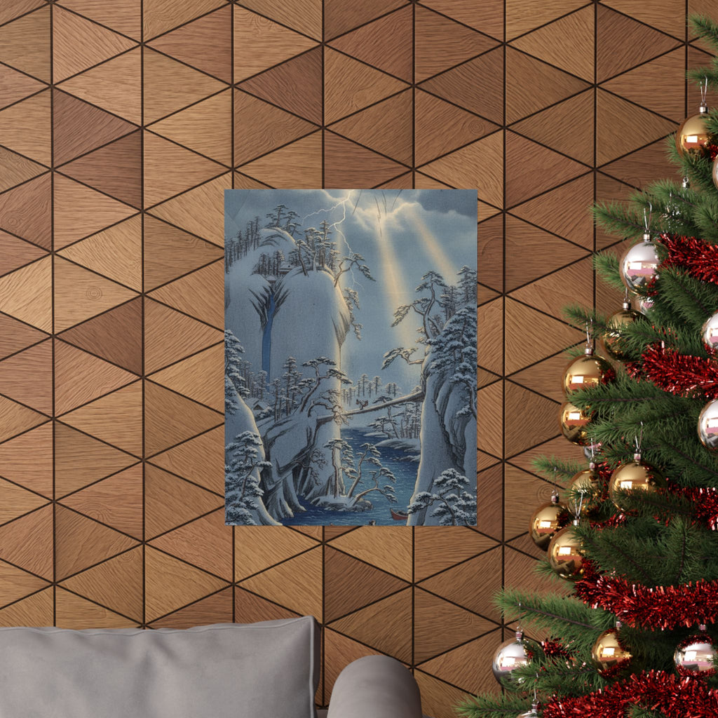 Dramatic Storm — River Gorge In Snow — Matte Poster