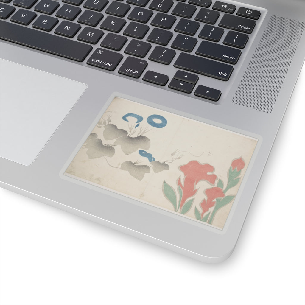 Watercolor — Design Of Morning–Glory And Other Flowers — Kiss-Cut Sticker