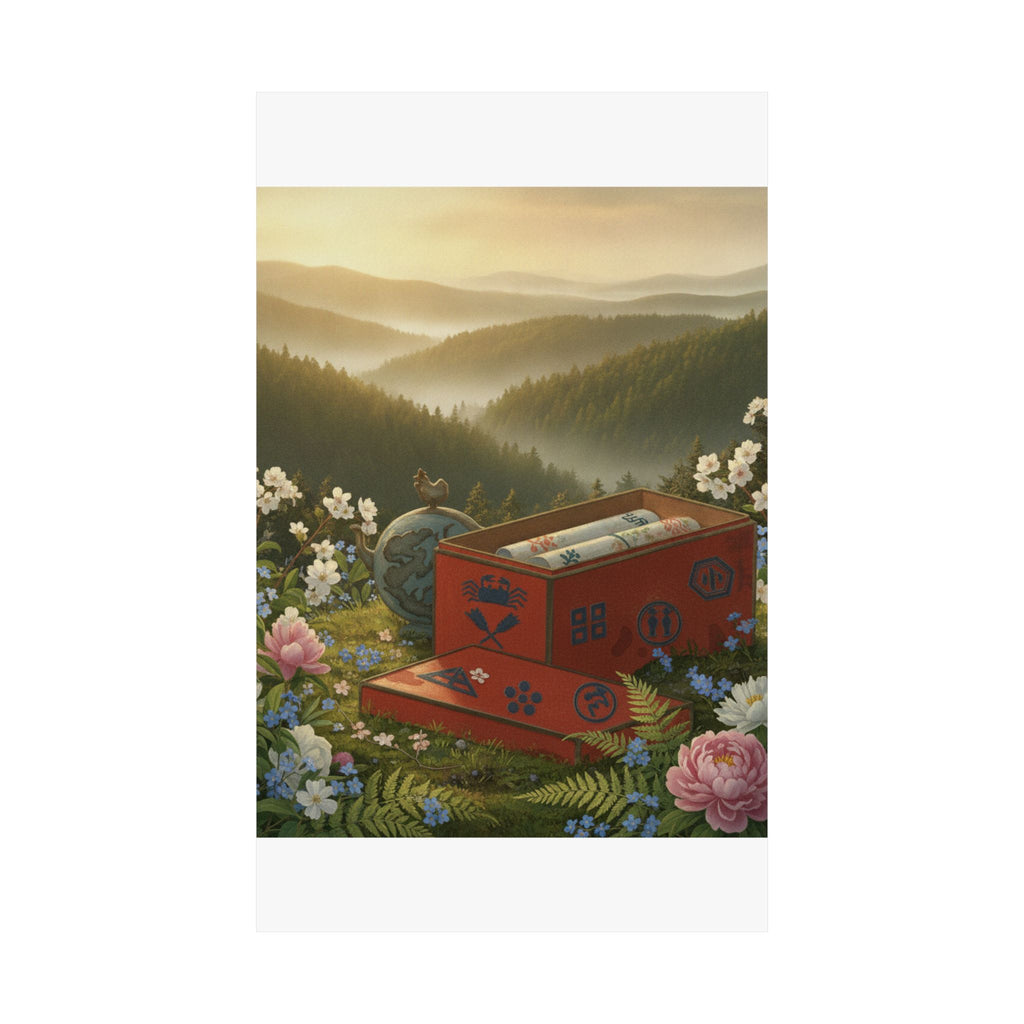 Scenic Nature — Red Lacquer Box And Water-Pot — Matte Poster