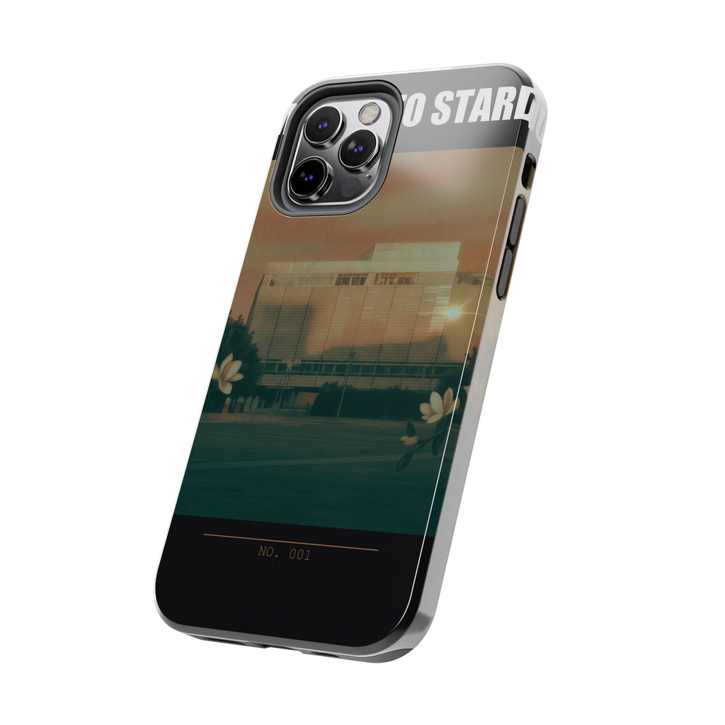 Dusk Brutalist Building and Daisies Photo Phone Case