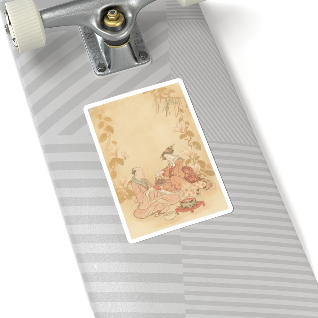Southern Sunset — Woman Entertaining Her Guest With New Year Wine — Kiss-Cut Sticker
