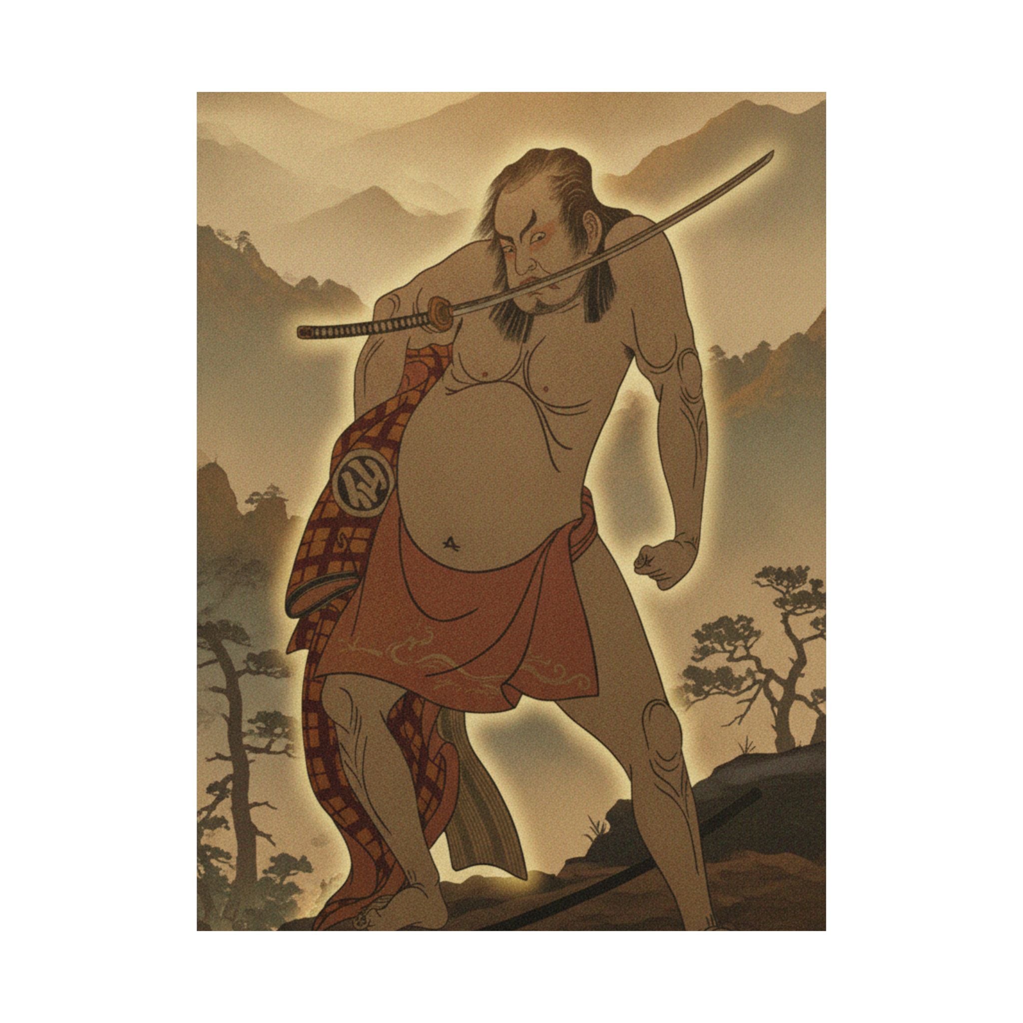 Scenic Nature — The Second Nakamura Sukegoro As A Man Entirely Nude Save For Loin Cloth — Matte Poster