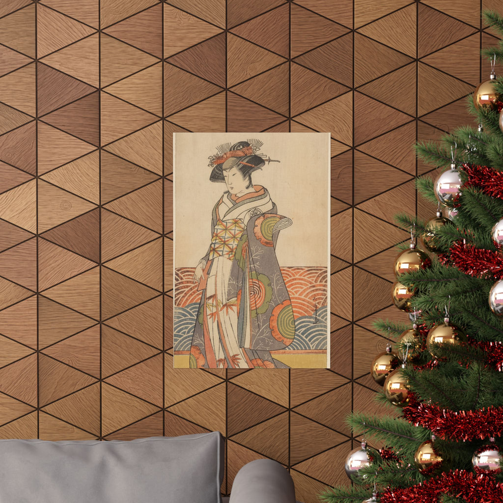Product Marketing — The Third Segawa Kikunojo As A Woman Standing In A Room Having A Wave-Pattern Da — Matte Poster