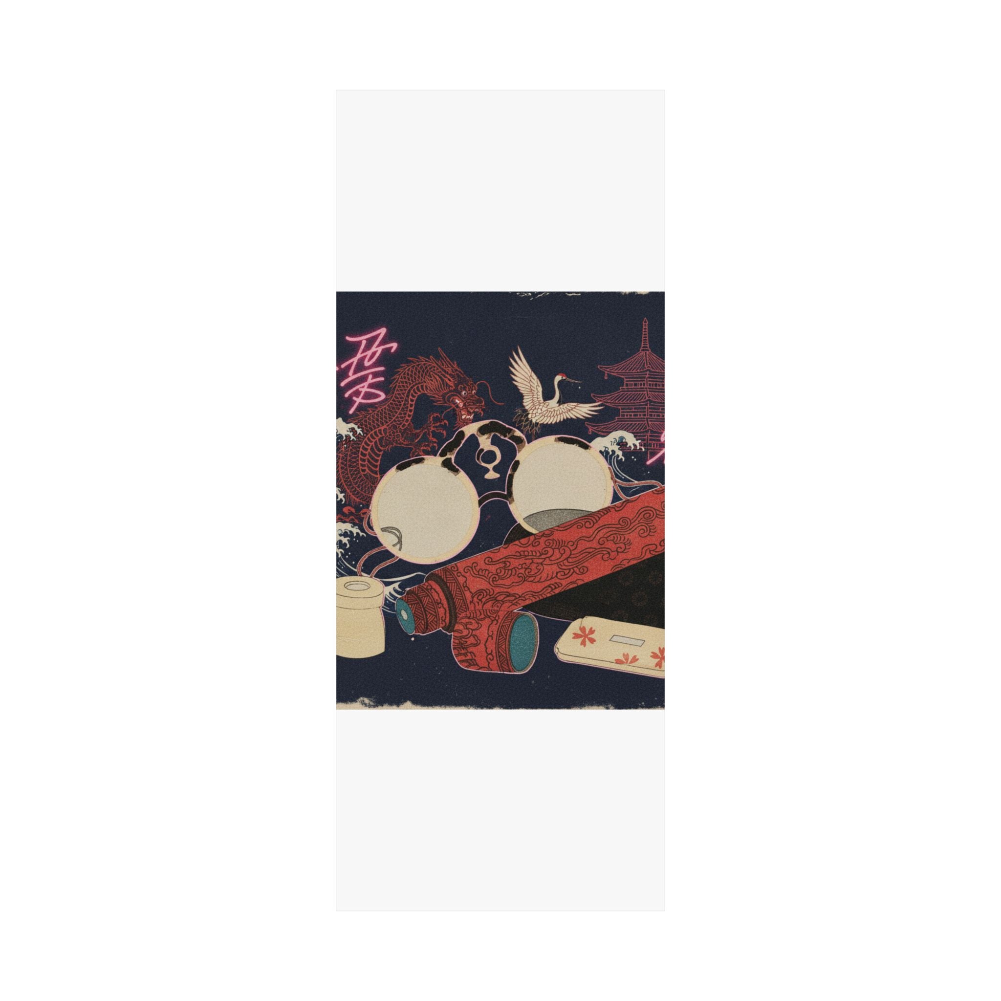 Japanese Street — Spectacles And Telescope With Cases — Matte Poster