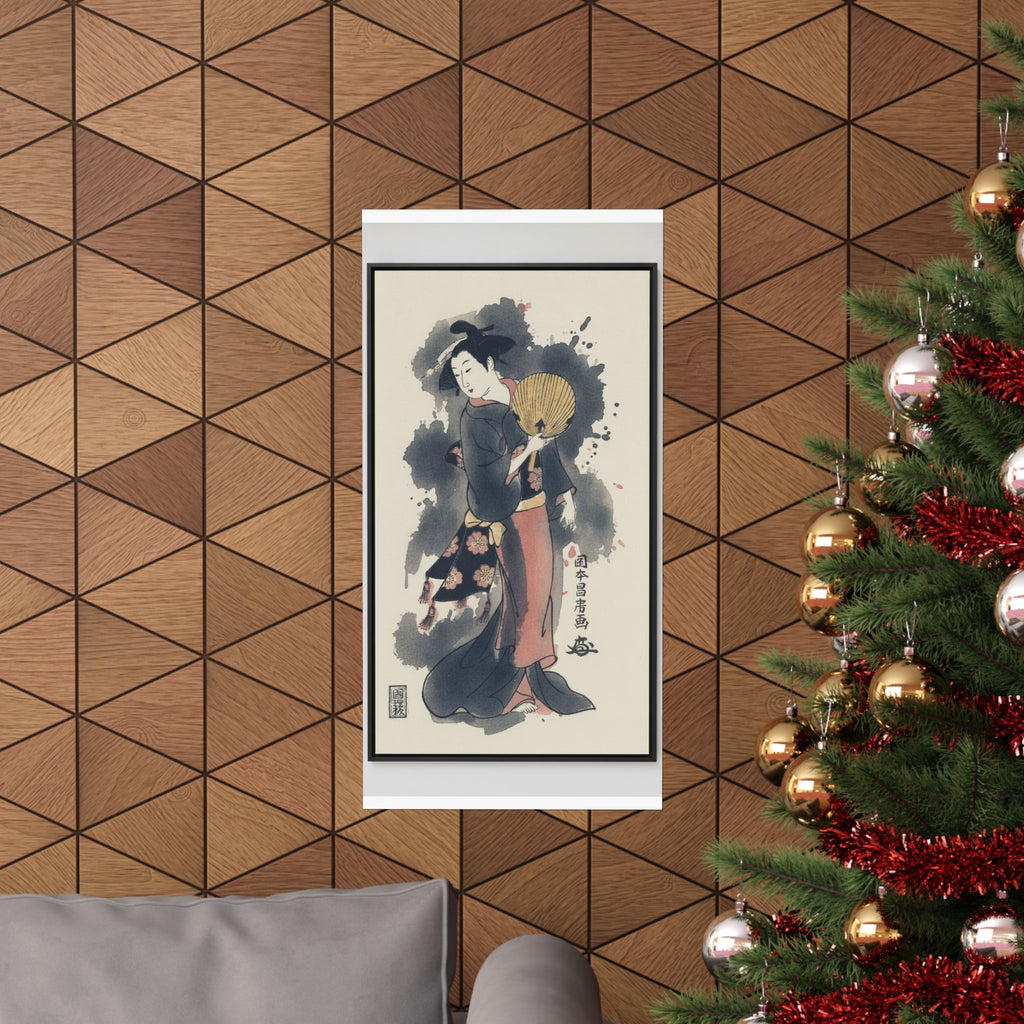 Watercolor — Girl With Fan — Matte Poster