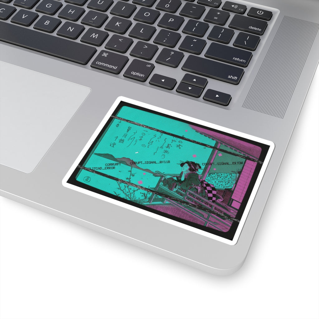 Glitch Culture — Courtesan Leaning On The Railing Of A Veranda — Kiss-Cut Sticker