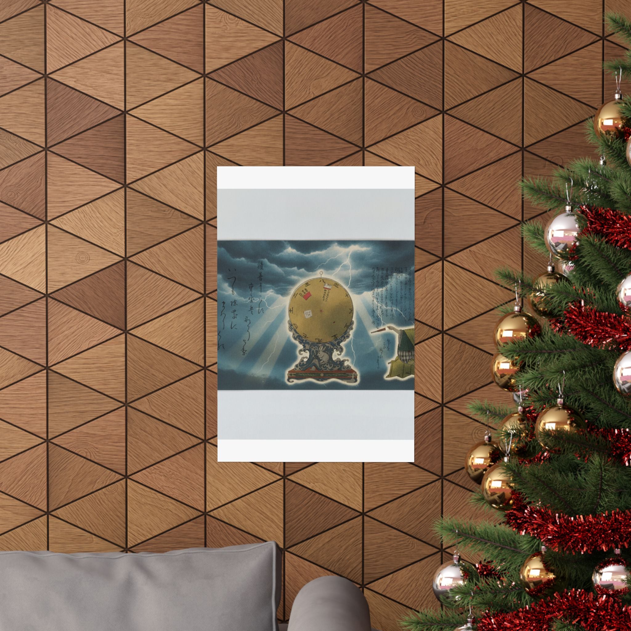 Dramatic Storm — Moveable Rotating Calendar Mounted On Elaborate Wave-Base With Rabbit Crest — Matte Poster