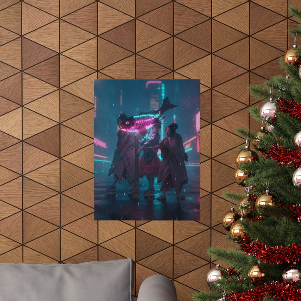 Neon Noir — Lantern Float — Matte Poster