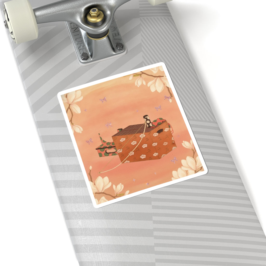 Southern Sunset — Box For Sugoroku Game (A Kind Of Backgammon), Bow And Drum — Kiss-Cut Sticker