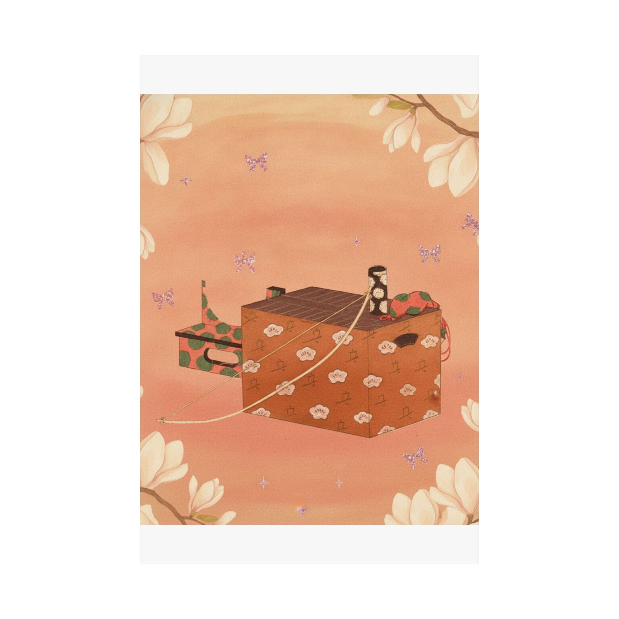 Southern Sunset — Box For Sugoroku Game (A Kind Of Backgammon), Bow And Drum — Matte Poster