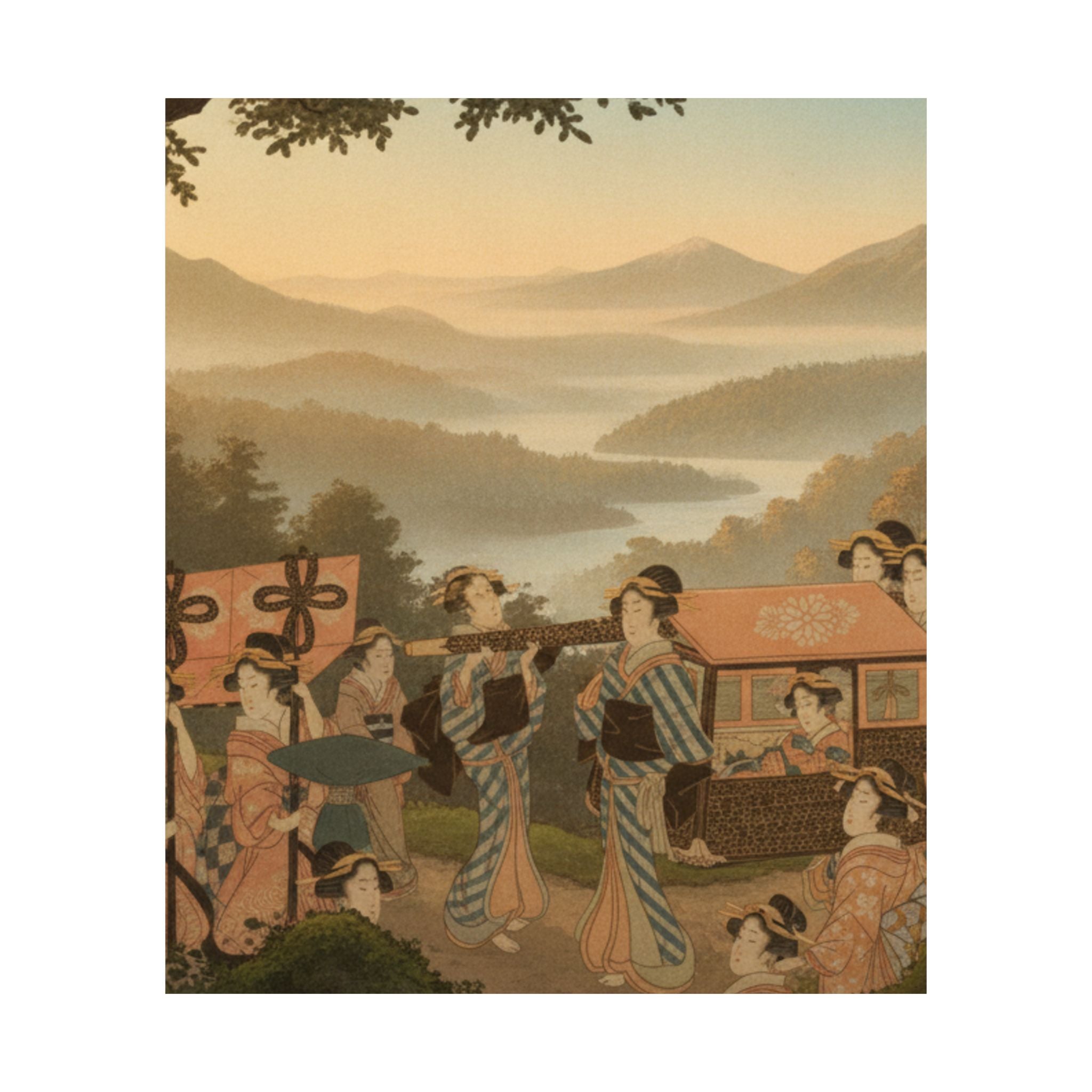 Scenic Nature — Promenade Of Famous Beauty Escorted By Many Female Attendants — Matte Poster