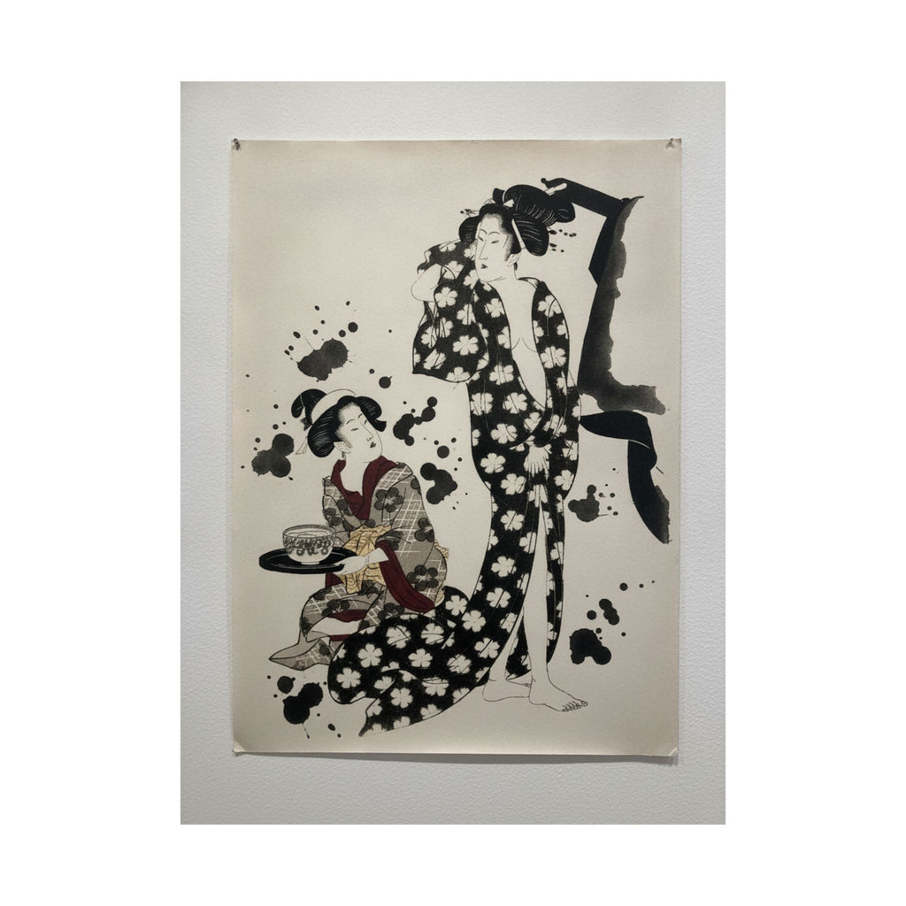 Watercolor — Young Woman Making Her Toilet — Matte Poster