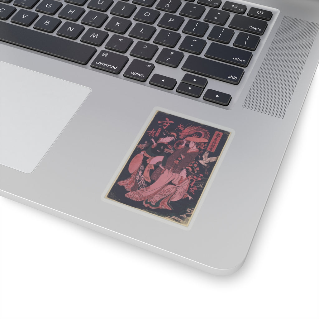 Japanese Street — Three Young Ladies By The Seashore — Kiss-Cut Sticker