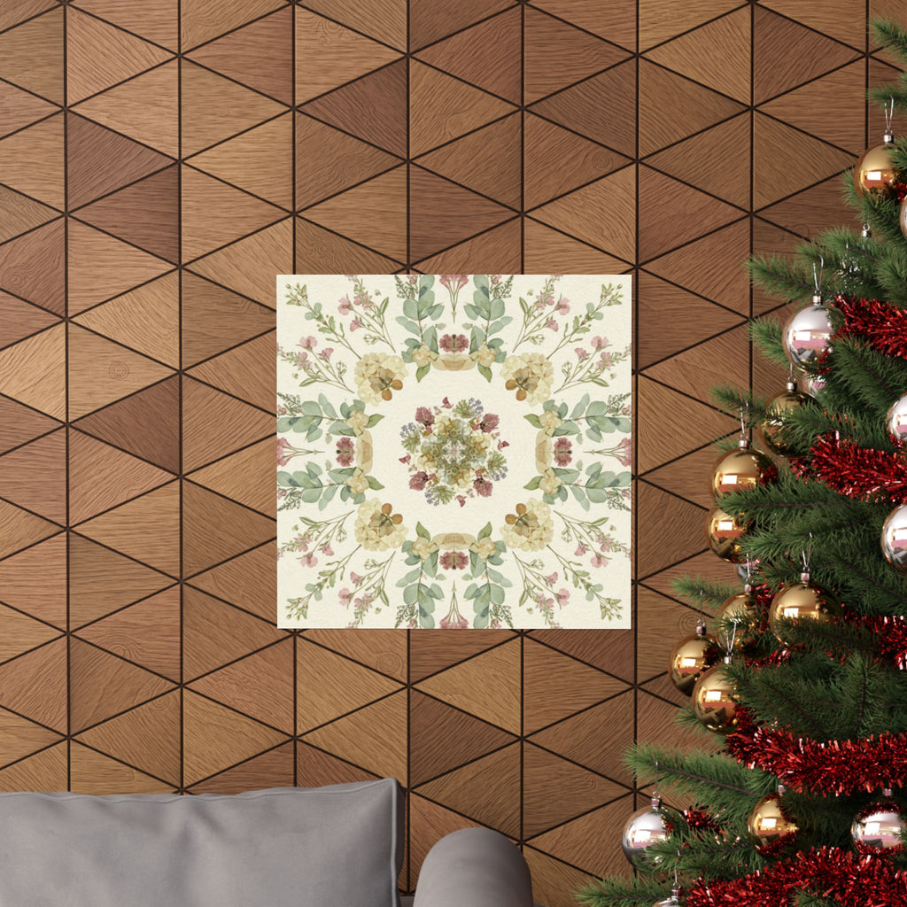 Pressed Wildflower Symmetry Cottagecore Botanical Poster
