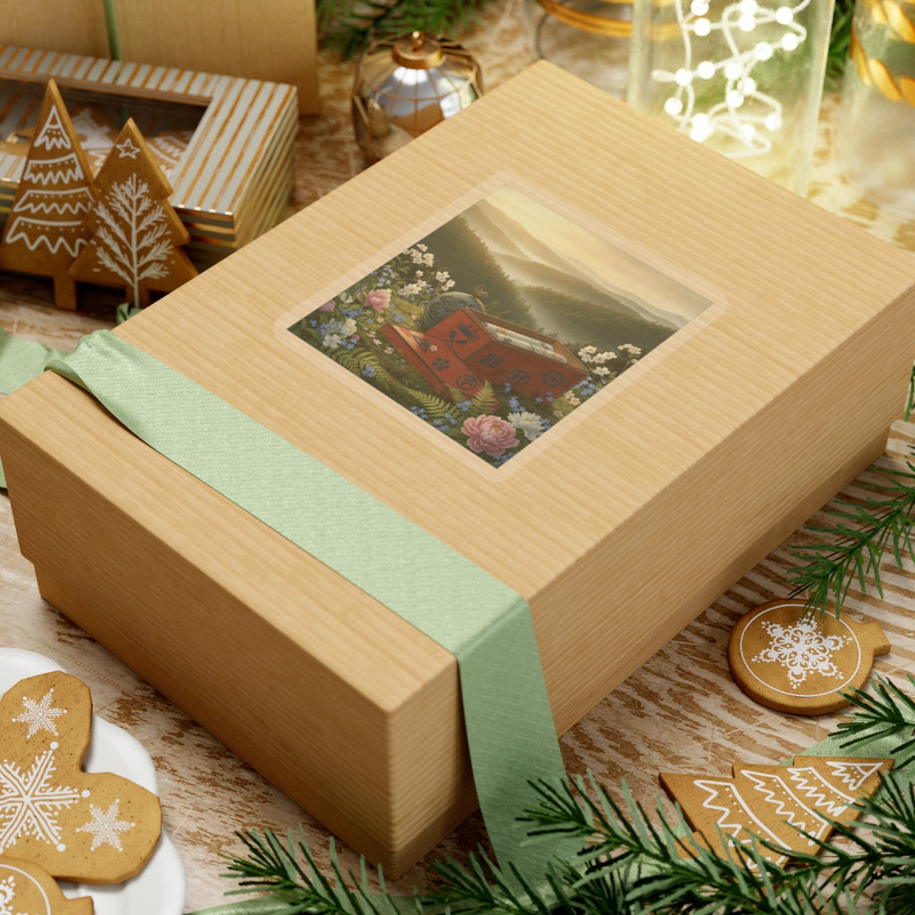Scenic Nature — Red Lacquer Box And Water-Pot — Kiss-Cut Sticker