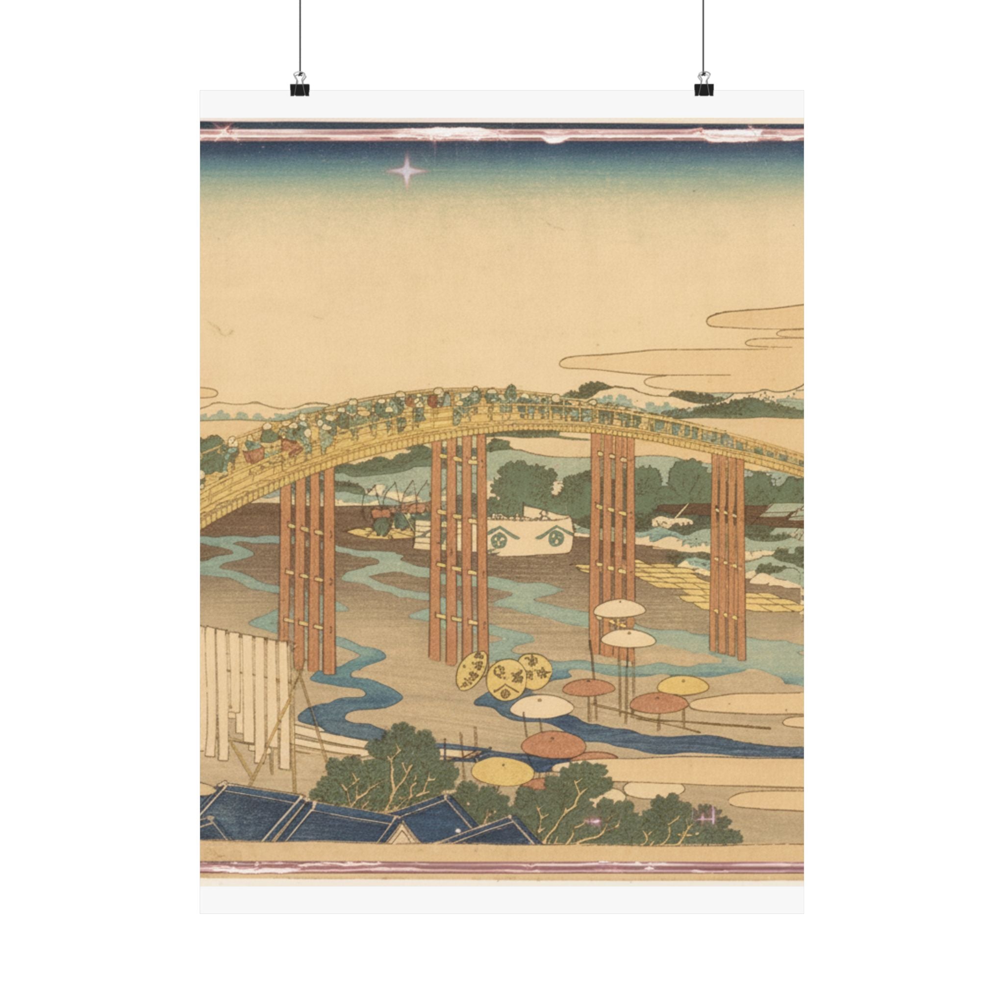 Scenic Nature — Yahagi Bridge At Okazaki On The Tōkaidō (Tōkaidō Okazaki Yahagi No Hashi), From  — Matte Poster