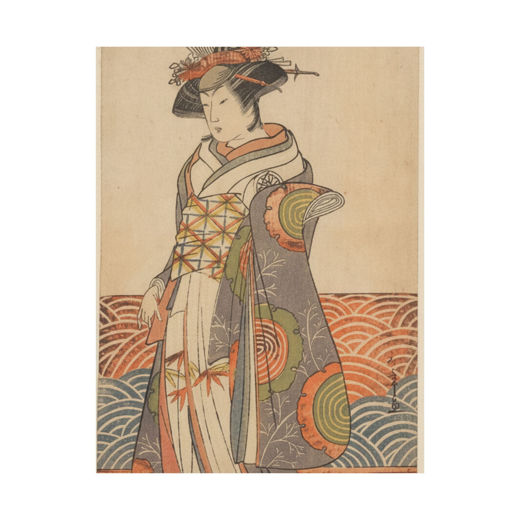 Product Marketing — The Third Segawa Kikunojo As A Woman Standing In A Room Having A Wave-Pattern Da — Matte Poster