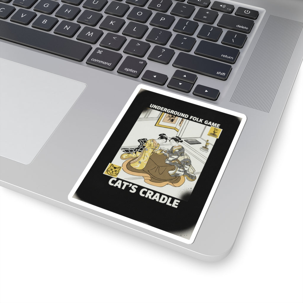 Streetwear Collage — Two Young Women Seated By A Kotatsu Playing Cat'S Cradle — Kiss-Cut Sticker