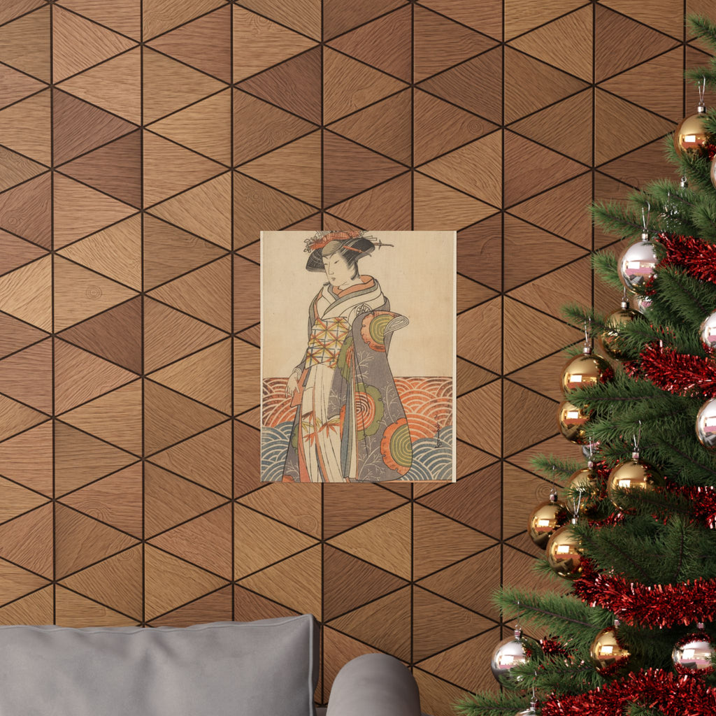 Product Marketing — The Third Segawa Kikunojo As A Woman Standing In A Room Having A Wave-Pattern Da — Matte Poster