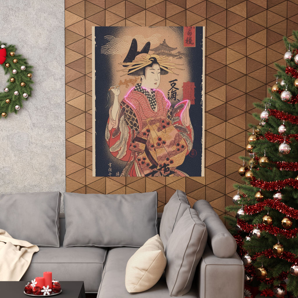 Japanese Street — Courtesan With Branch Of Seri — Matte Poster