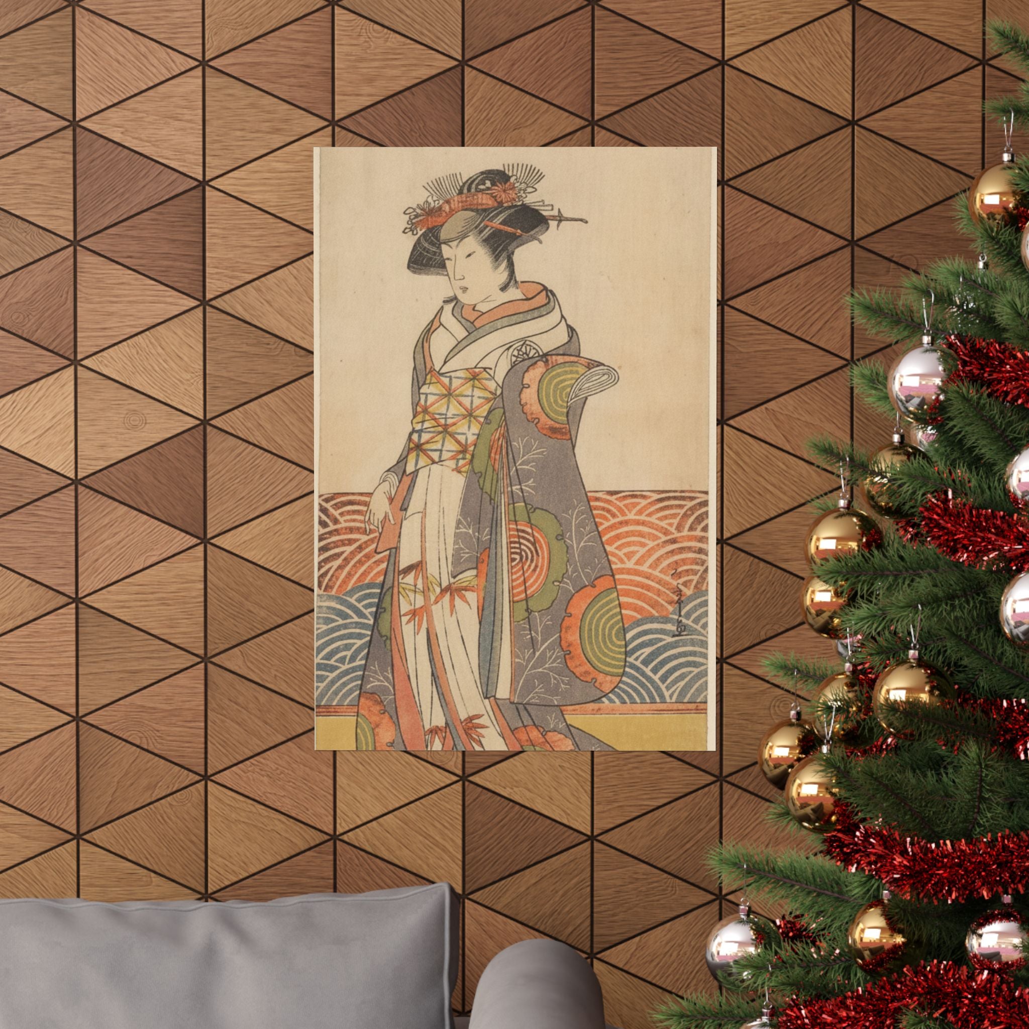 Product Marketing — The Third Segawa Kikunojo As A Woman Standing In A Room Having A Wave-Pattern Da — Matte Poster