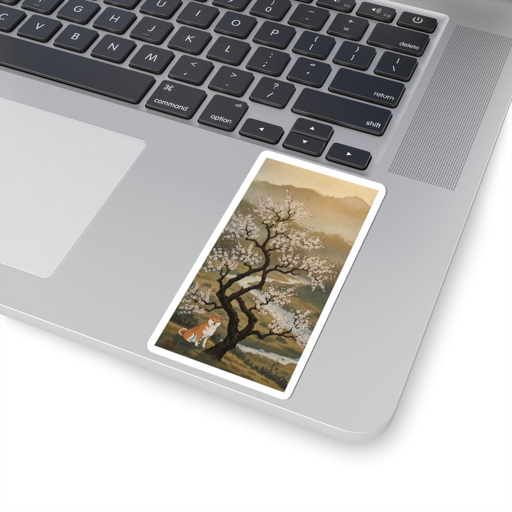Scenic Nature — Plum Tree In Blossom — Kiss-Cut Sticker