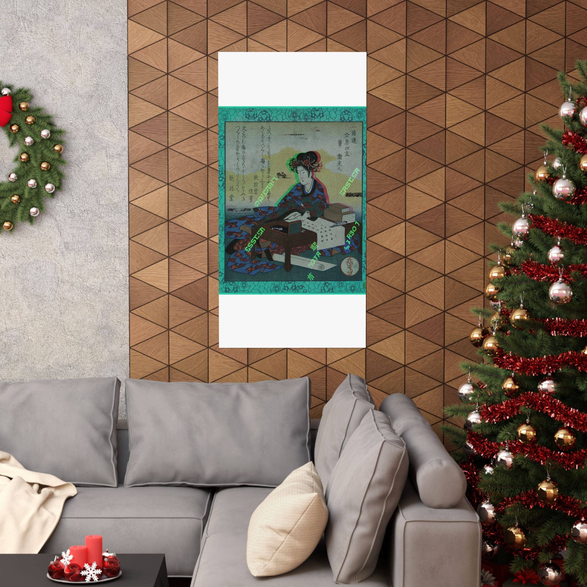 Glitch Culture — Chinese Lady Seated At A Table, Composing An Ode — Matte Poster