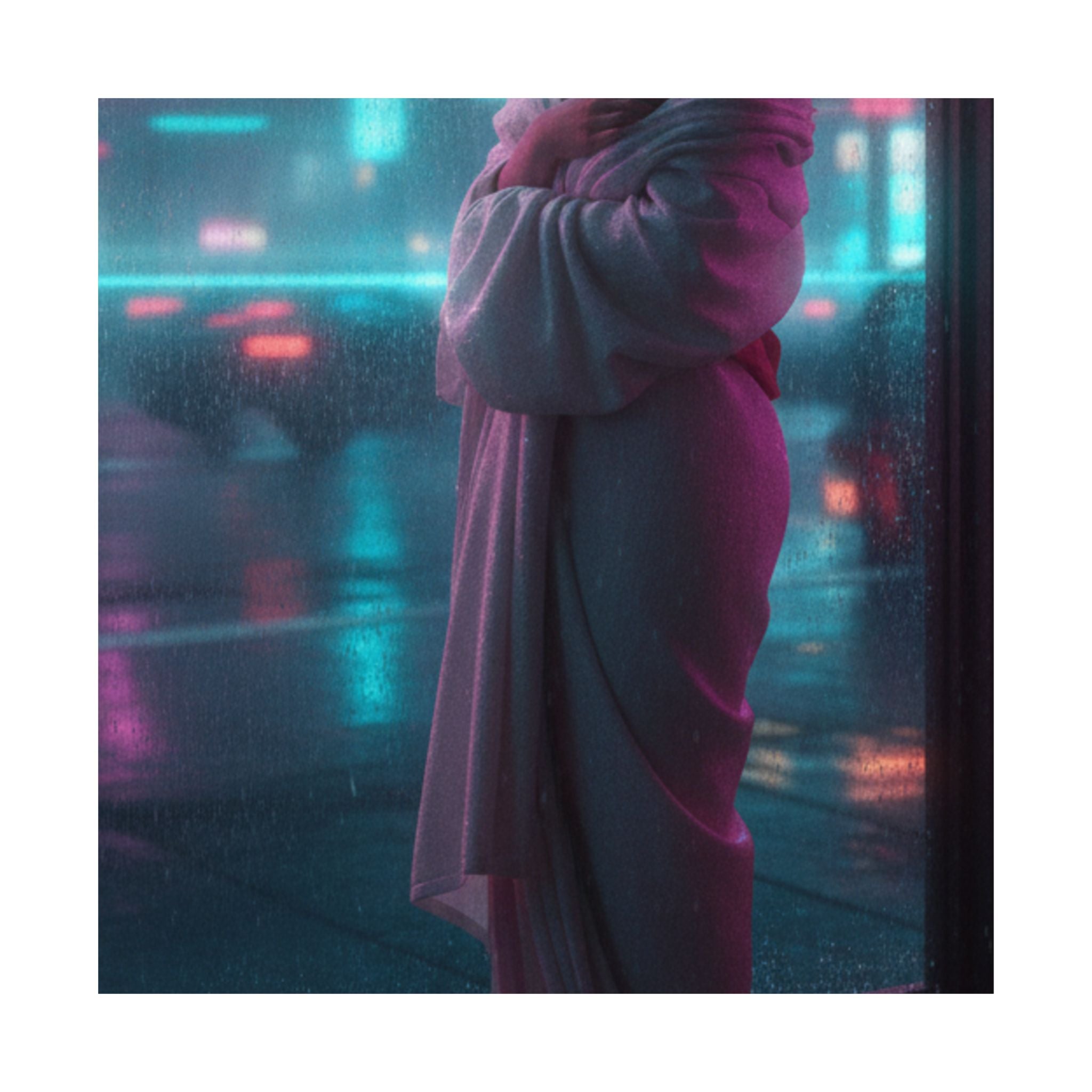 Neon Noir — Girl Drying Herself After Her Bath — Matte Poster