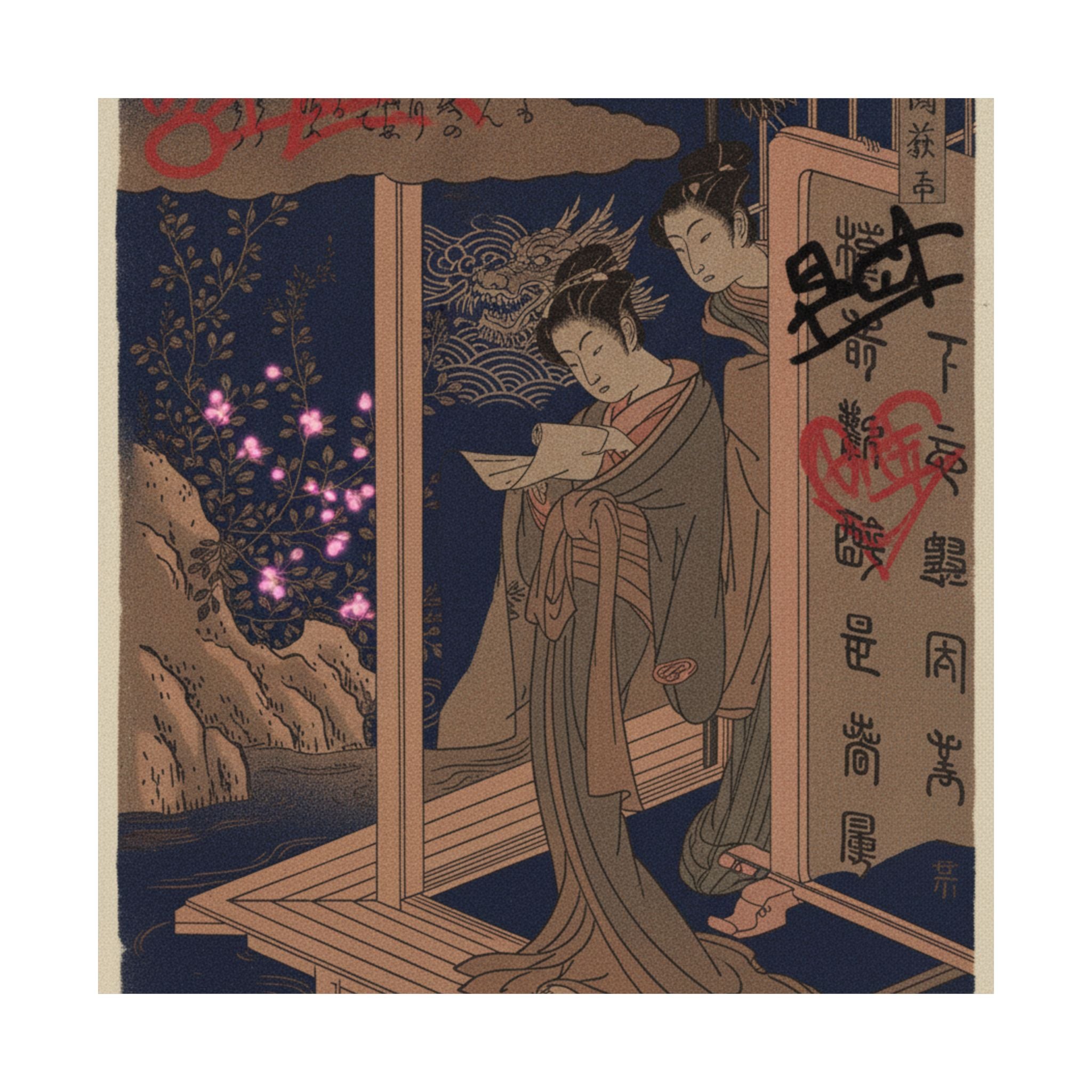 Japanese Street — Bush Clover In Province Of Omi — Matte Poster