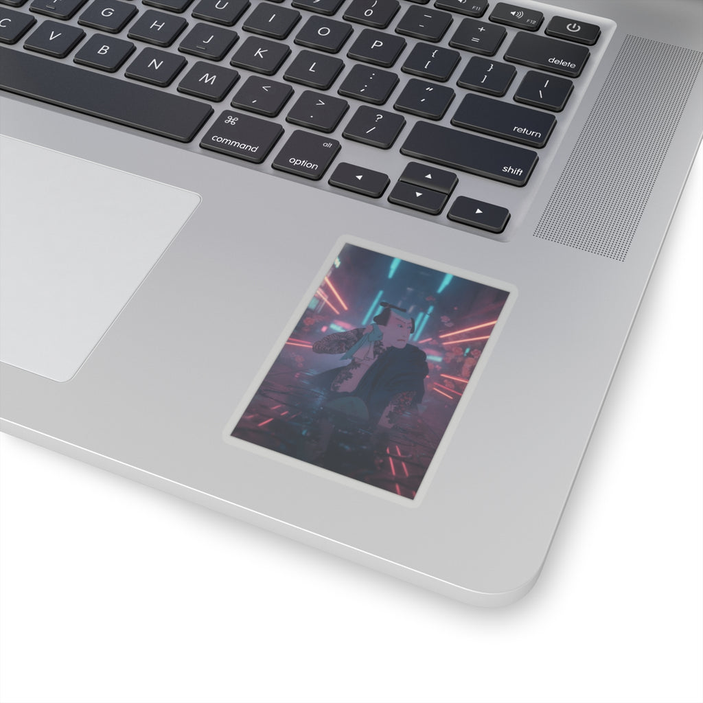 Neon Noir — The Actor Kawarazaki Gonjūrō I As Ude No Kisaburō, Likened To Wu Song The Asceti — Kiss-Cut Sticker