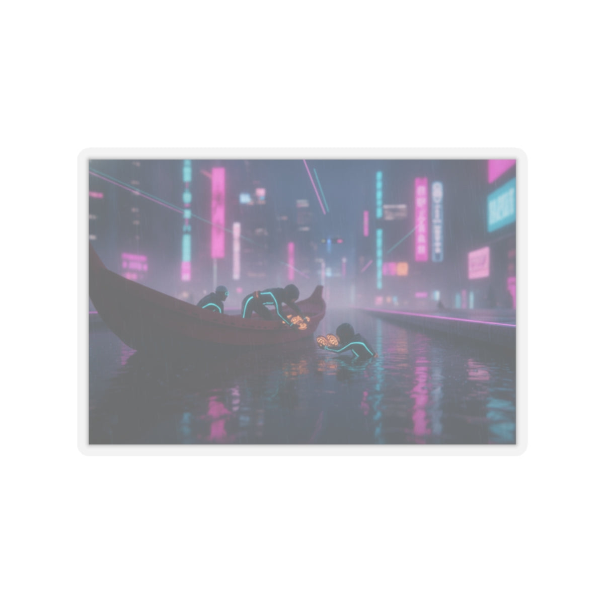 Neon Noir — Seishu Awabi-Tori No Zu — Kiss-Cut Sticker