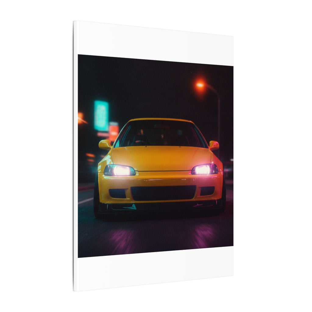 Neon Night JDM Yellow Coupe Street Matte Canvas