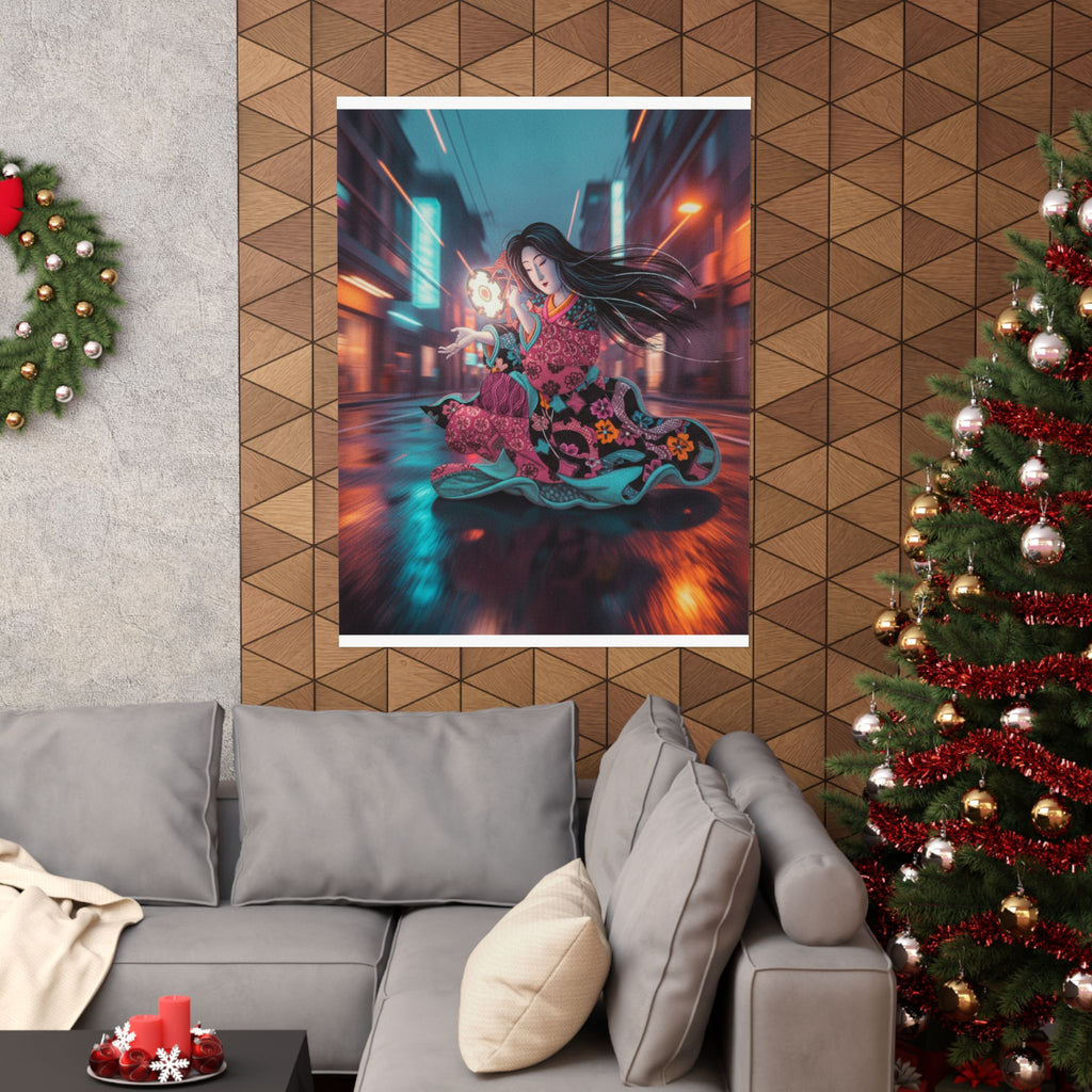 Fast Furious — Woman Playing The Tsuzumi — Matte Poster