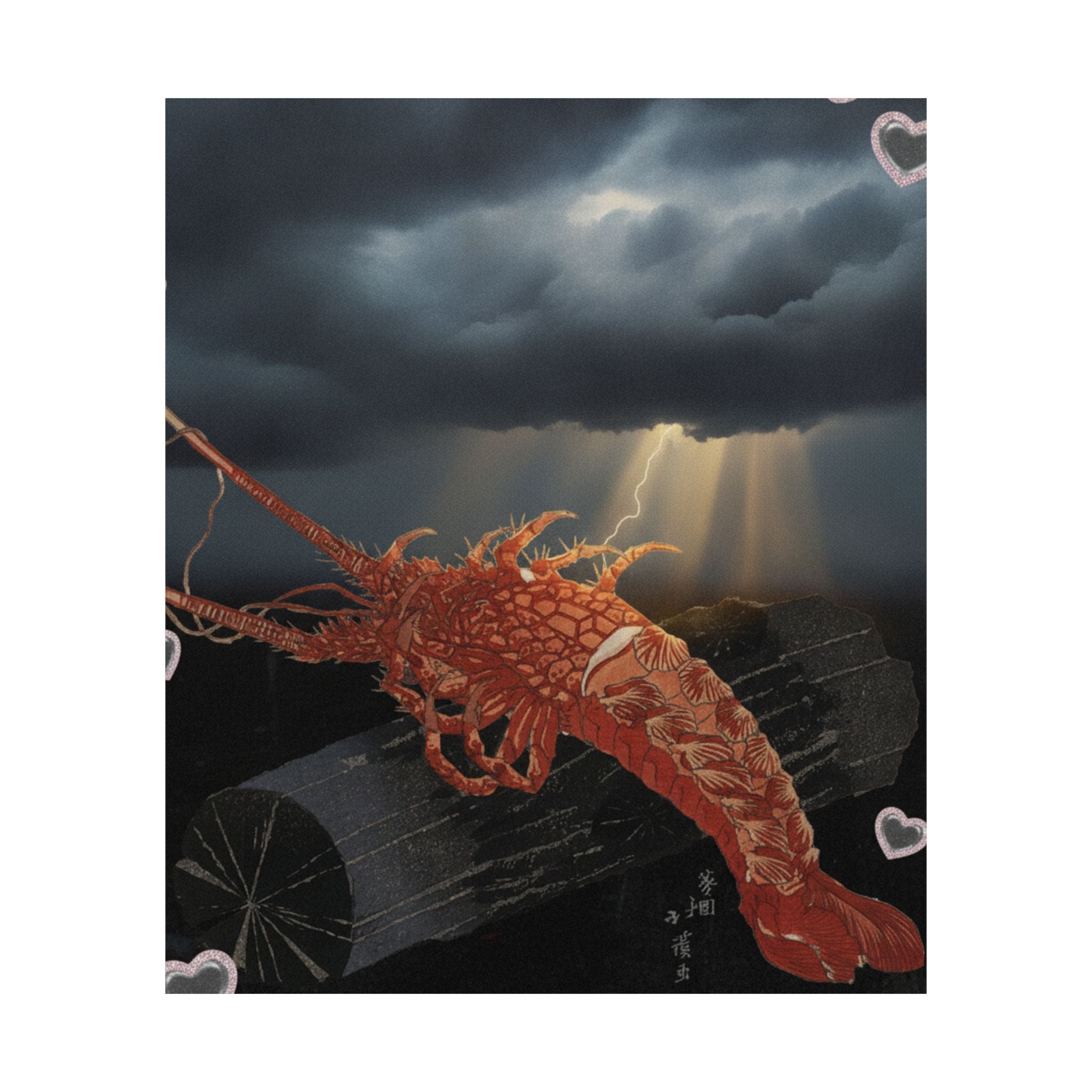 Dramatic Storm — Lobster On A Piece Of Charcoal — Matte Poster