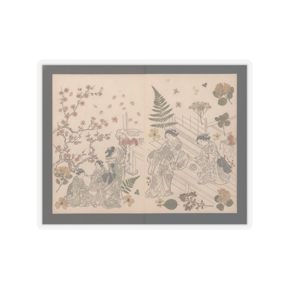Botanical — True Reflections On The Life And Manners Of A Woman (Ehon Masukagami) 絵本十寸鏡 — Kiss-Cut Sticker