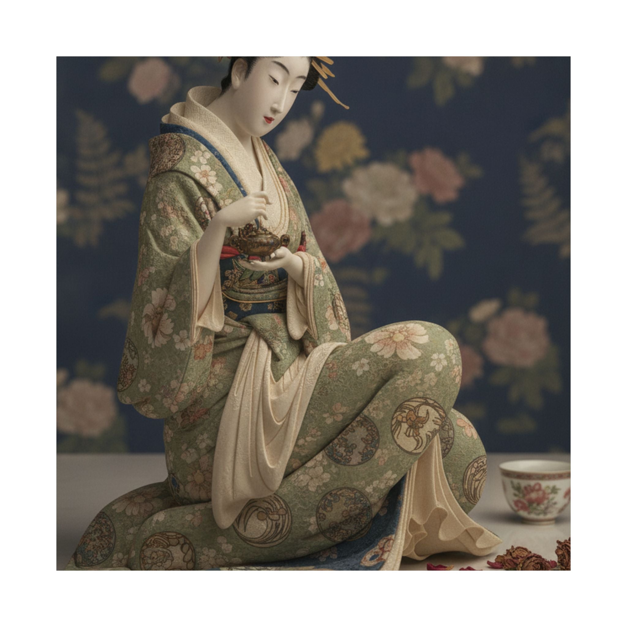 Product Marketing — Konosato Of Takeya Seated, Holding An Incense Burner — Matte Poster