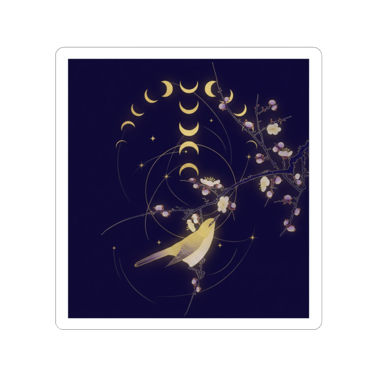 Celestial — New Moon; Nightingale On A Plum Branch — Kiss-Cut Sticker