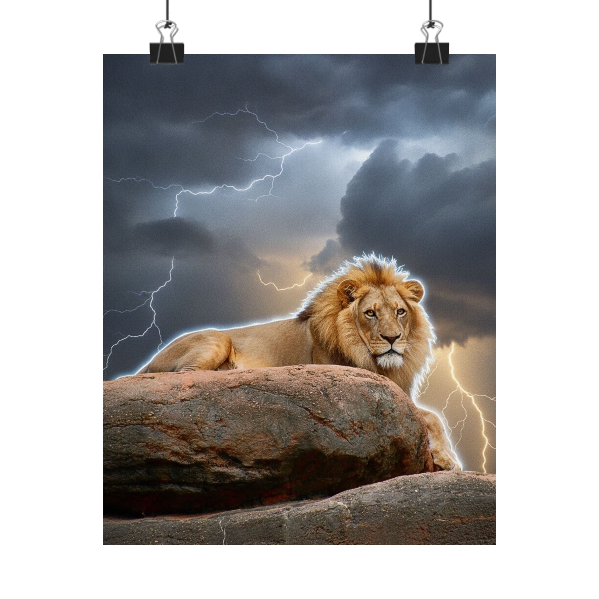 Dramatic Storm — Lion — Matte Poster