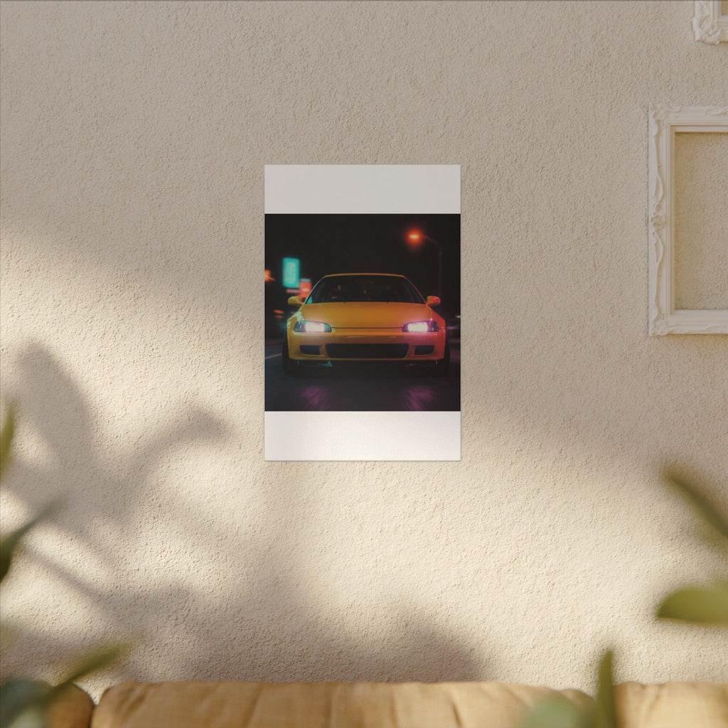 Neon Night JDM Yellow Coupe Street Matte Canvas