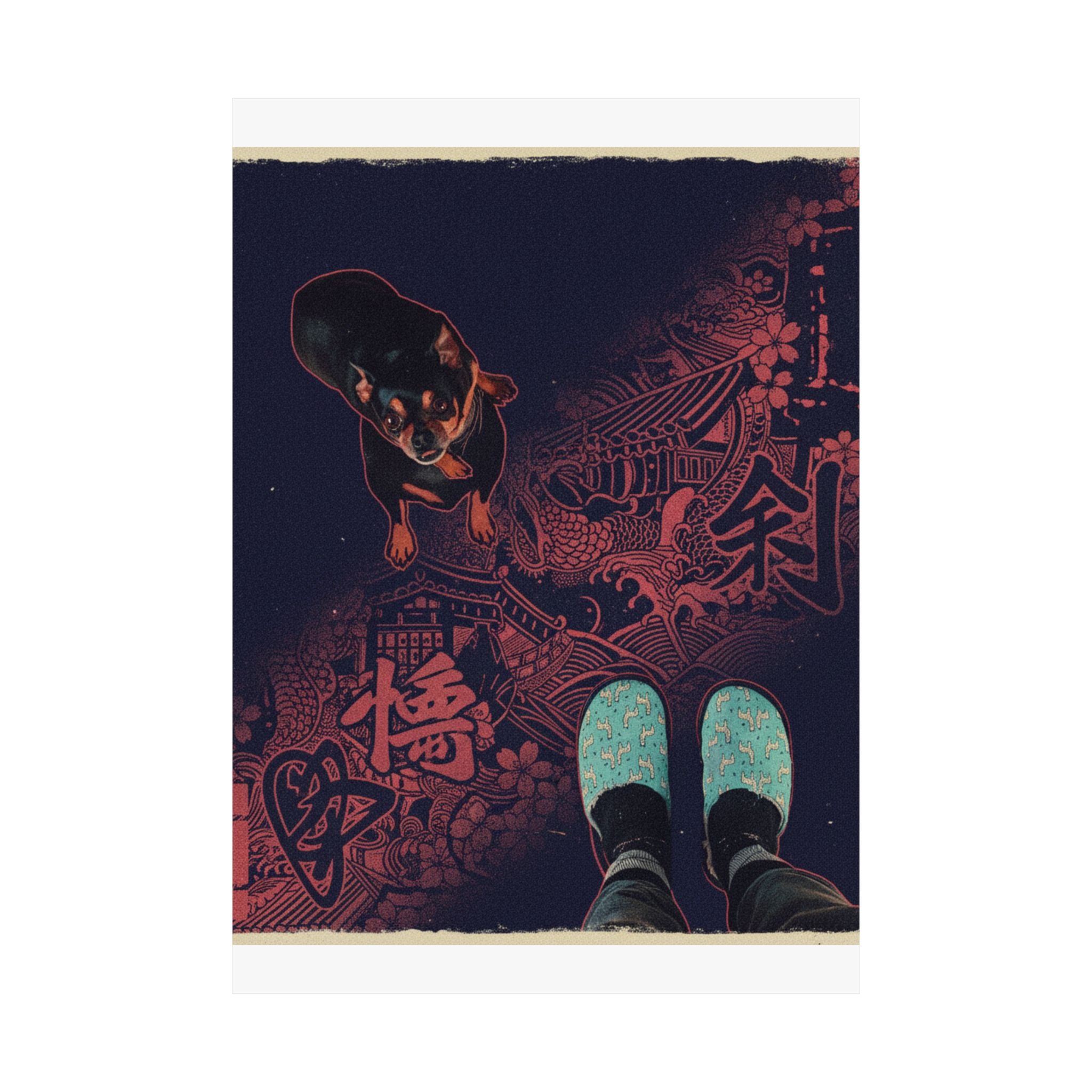 Japanese Street — Dog — Matte Poster